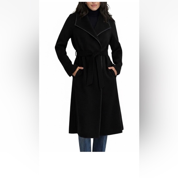 NWT Tahari Black Belted Mid Length Coat Size XL - Picture 2 of 11